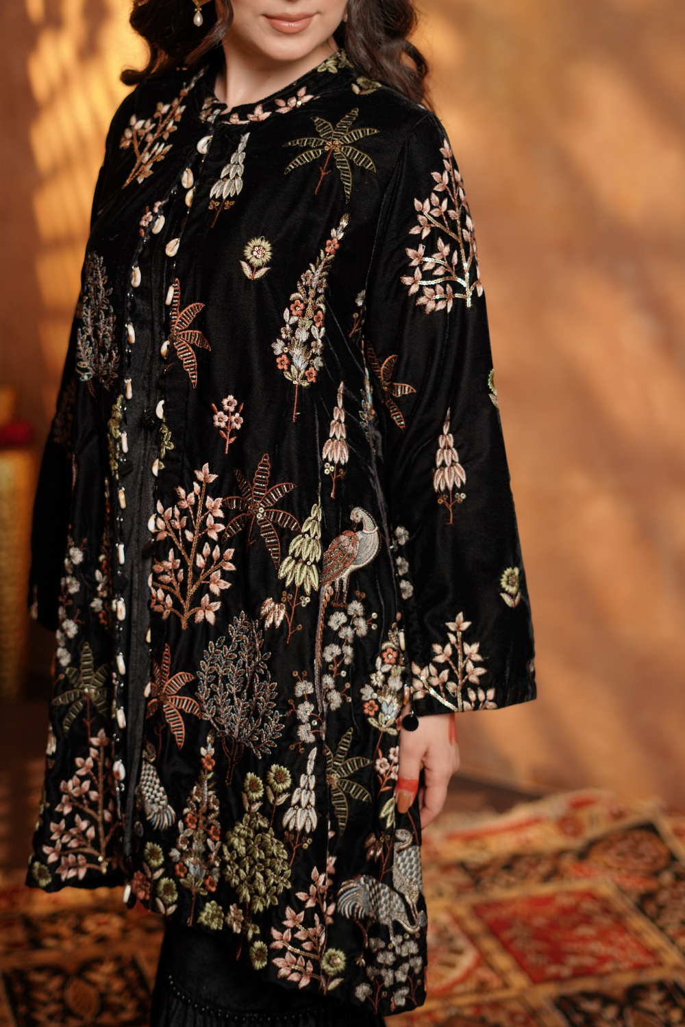 Black Embroidery Sharara Set