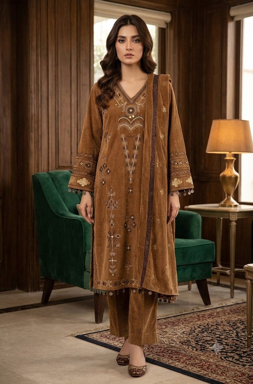 MUSTARD PREMIUM KNITTED KURTA SET