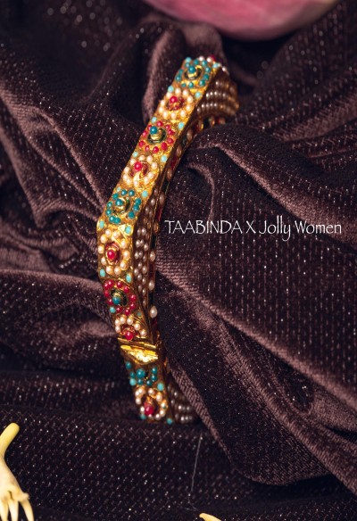 Gold Plated Multicoloured Pearls Kada