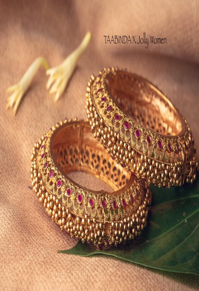 Set Of 2 Gold Finish Bangles