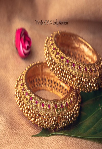 Set Of 2 Gold Finish Bangles