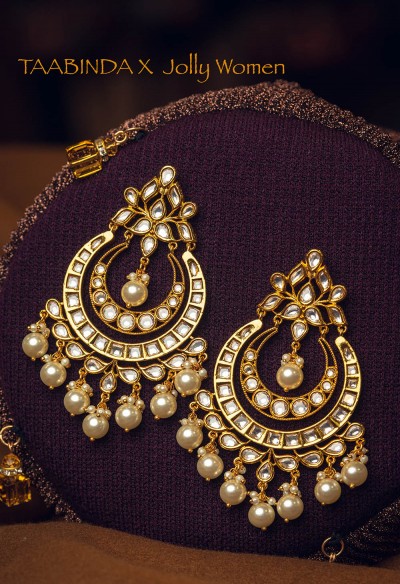 Kundan Chandbalis with Pearls