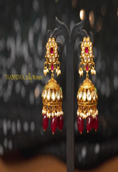 Kundan and Ruby Jhumkis