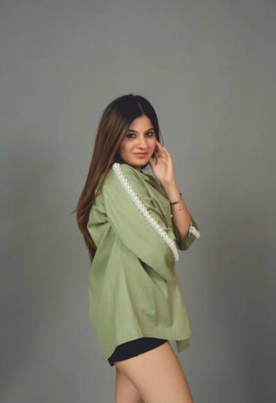 Olive Green Embellished Shirt