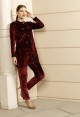 WINE CO-ORD SET WITH SEQUIN EMBORIDERY